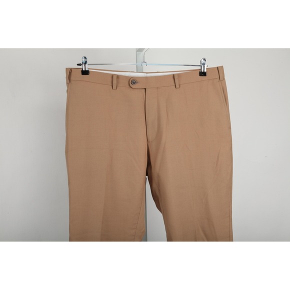 Indochino Pants Mens 38x29 Tan Wool Blend Dress Slacks Flat Front Office - Picture 3 of 14